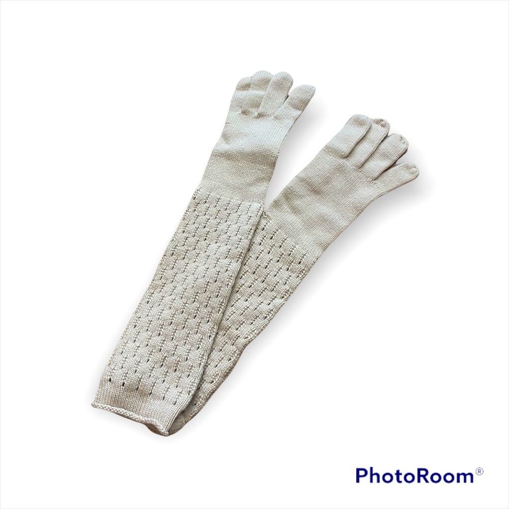 Loro Piana baby cashmere long pointelle gloves